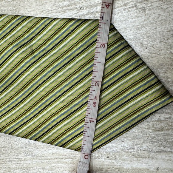 Brooks Brothers Men’s Repp Neck Tie Green Blue Striped Silk Woven Italy USA Made - Picture 6 of 8